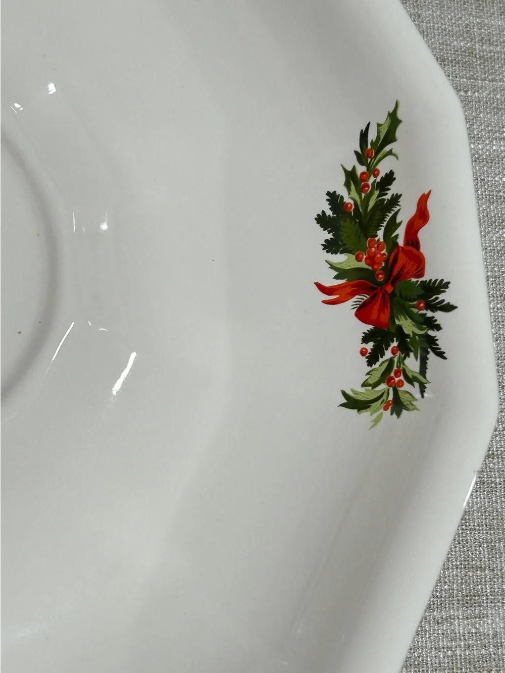 Pfaltzgraff White Chip & Dip Set with Green and Red Holiday Tree Motif
